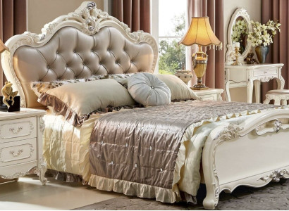 Bed Bedside table 3 pieces. Bedroom Set Furniture Chesterfield Baroque Solid wood