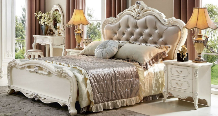 Bed Bedside table 3 pieces. Bedroom Set Furniture Chesterfield Baroque Solid wood