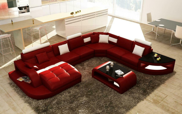 Luxury designer corner sofa leather sofa couch upholstery living landscape leather