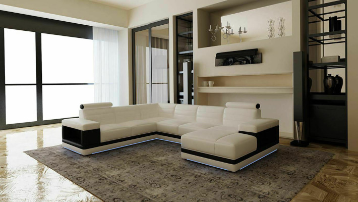 Leather sofa Couch Living landscape Corner sofa U-shape Design Modern Sofa