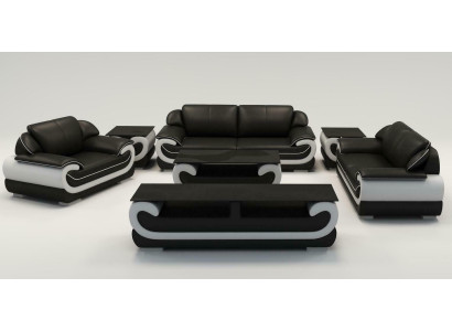 Sofa set Classic Upholstery Seat Leather Suite Complete Set 3+2+1 Seater