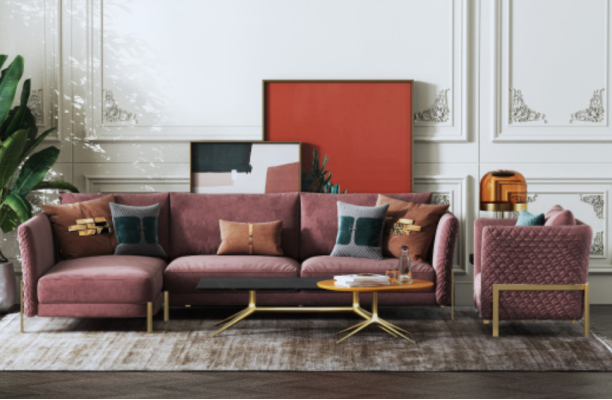 Living landscape Corner sofa L-shape Armchair Set Suite Modern Sofa Textile