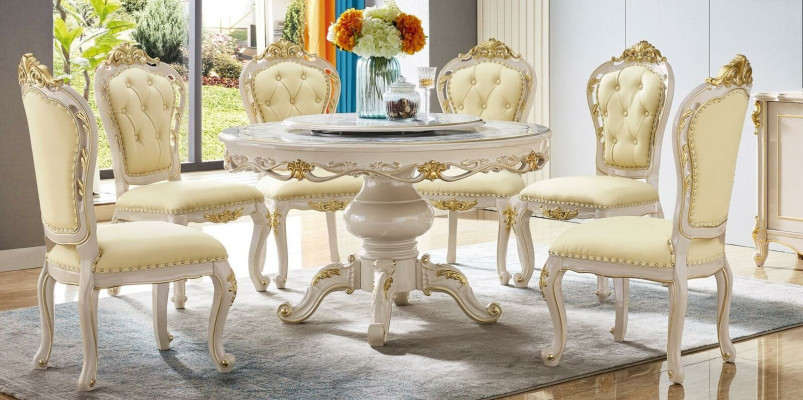 Luxury Dining table Round Table Dining room Round Living room Wood Design Tables 130cm