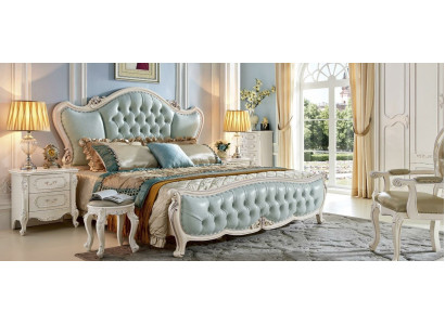 Classic s Designer Baroque Bedroom Set Bed 2x Bedside table 3 pcs. Solid wood