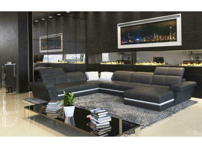 Leather Sofa Couch Living landscape U-shape Design Modern Sofas Couches