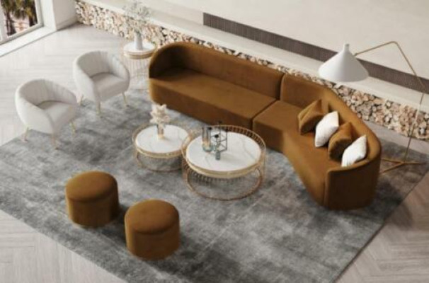 Corner sofa L-shape Living landscape Relax Seat Design Couch Lounge Sofas Velvet Sofa