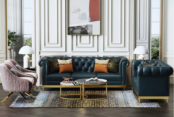 DarkBlue e Chesterfield 3+2 Sofa set Living landscape Sofas Upholstered couches