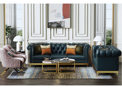 DarkBlue e Chesterfield 3+2 Sofa set Living landscape Sofas Upholstered couches