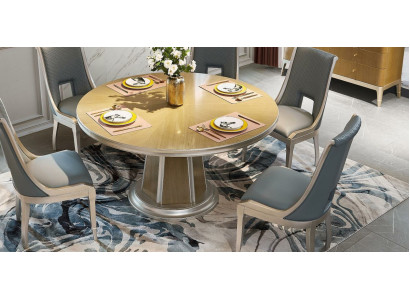 Dining table 5x Chairs Dining room Set 6 pcs. Round Table Chair Solid wood