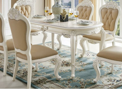 Baroque style Chesterfield 4 chair set Antique style Dining room seating furniture set Classic Solid wood x4 Chairs