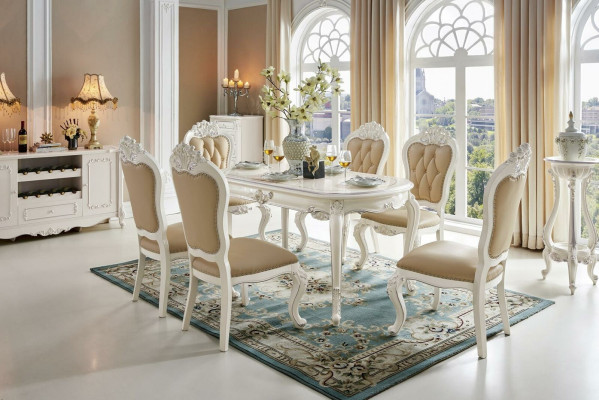 Baroque style Chesterfield 4 chair set Antique style Dining room seating furniture set Classic Solid wood x4 Chairs