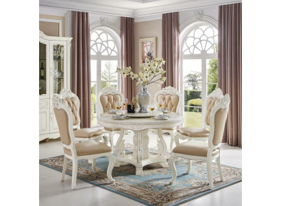 exclusive Beige Chesterfield Upholstery Chairs Designer Chair Set x4 Baroque Style Set Solid wood Chairs