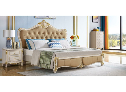 Design 3 pieces Bed 2x Bedside table Beds Bedroom Classic r Set Solid wood