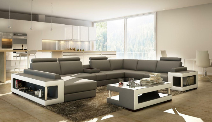 Leather sofa XXL Corner sofa Design Big Sofa Couch Upholstery Corner Seat Suite