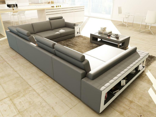 Leather sofa XXL Corner sofa Design Big Sofa Couch Upholstery Corner Seat Suite