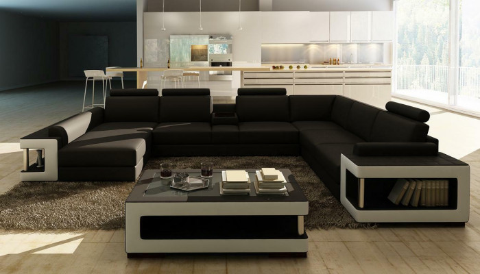 Leather sofa XXL Corner sofa Design Big Sofa Couch Upholstery Corner Seat Suite