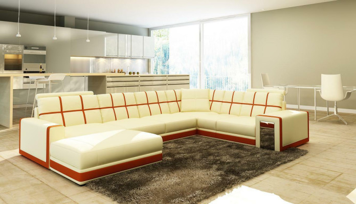 Leather sofa XXL Living landscape Corner sofa Upholstery Corner Seat Couch Suite