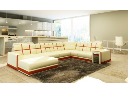 Leather sofa XXL Living landscape Corner sofa Upholstery Corner Seat Couch Suite