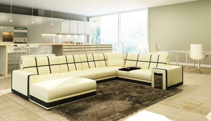 Leather sofa XXL Living landscape Corner sofa Upholstery Corner Seat Couch Suite