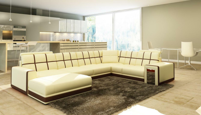 Leather sofa XXL Living landscape Corner sofa Upholstery Corner Seat Couch Suite
