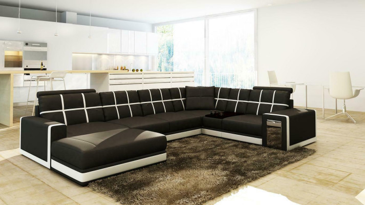 Leather sofa XXL Living landscape Corner sofa Upholstery Corner Seat Couch Suite