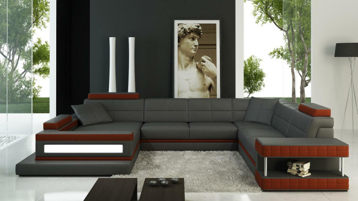 Leather sofa Living landscape Corner sofa Upholstery Corner Seat Couch Suite