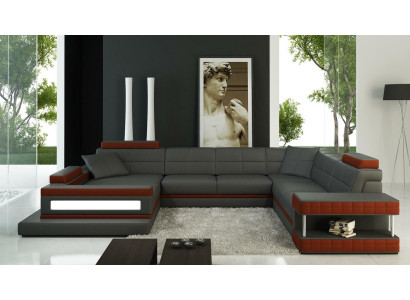 Leather sofa Living landscape Corner sofa Upholstery Corner Seat Couch Suite