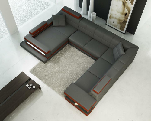 Leather sofa Living landscape Corner sofa Upholstery Corner Seat Couch Suite