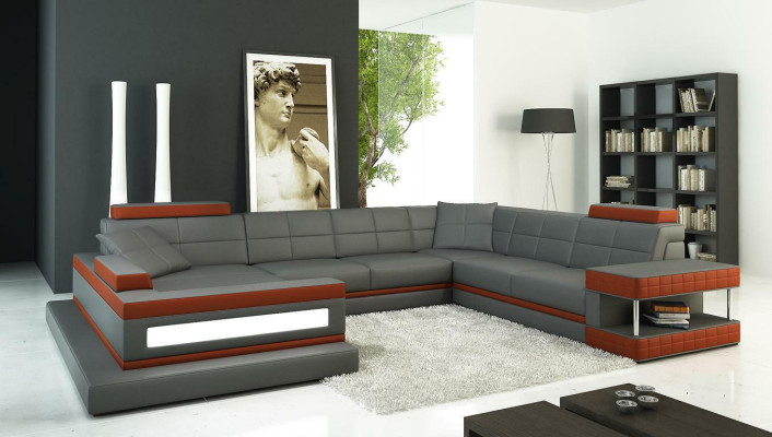Leather sofa Living landscape Corner sofa Upholstery Corner Seat Couch Suite
