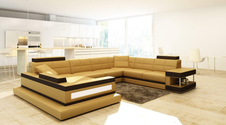 Leather sofa Living landscape Corner sofa Upholstery Corner Seat Couch Suite