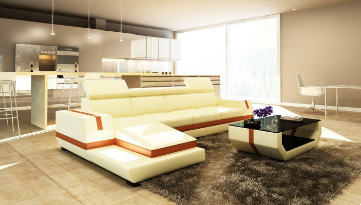 Modern Design Corner sofa Big Leather Suite Corner sofa Living room Seat