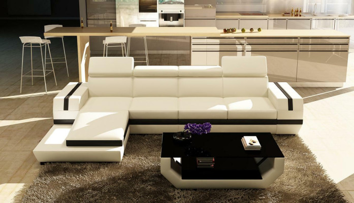 Modern Design Corner sofa Big Leather Suite Corner sofa Living room Seat