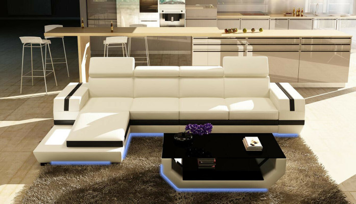 Modern Design Corner sofa Big Leather Suite Corner sofa Living room Seat