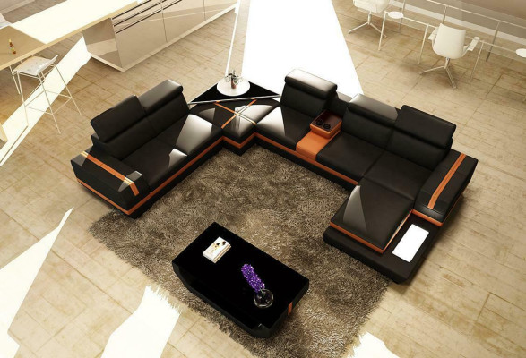 Leather sofa Couch Living landscape U-shape Design Modern Sofa Corner Sofas Design 5099