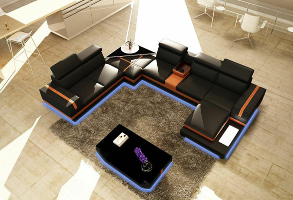 Leather sofa Couch Living landscape U-shape Design Modern Sofa Corner Sofas Design 5099