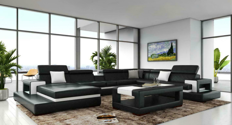 XXL Leather Sofa Corner sofa Design Big Sofa Couch Upholstery Corner Seat Decor Suite