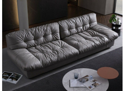 Big xxl Living room Leather Modern Design Sofa Couch 4 Seater Textile