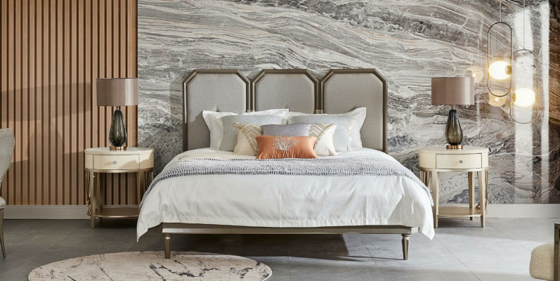 Bed 2x Bedside table 3-piece Bedroom Set Modern Bedroom Solid wood