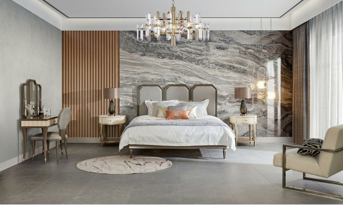 Bed 2x Bedside table 3-piece Bedroom Set Modern Bedroom Solid wood