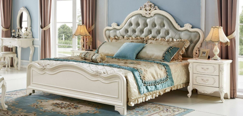 Bedside table Wardrobe Bedroom Set 7 Piece Luxury Bedroom Design Solid wood