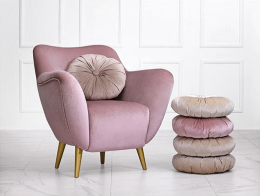 Armchair Wing Chair 1 Seater Seat Fabric Luxury Living room Modern Pink