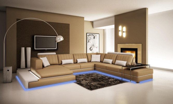 XXL Living landscape Design Corners Upholstery Sofa Couch Leather Sofas Suite