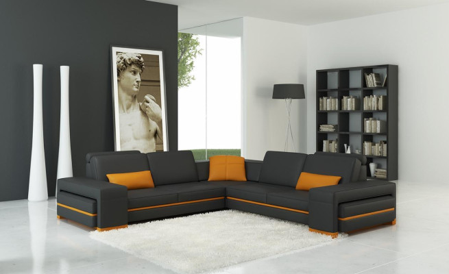 Leather sofa couch living landscape L-shape design decor modern sofa corner sofas
