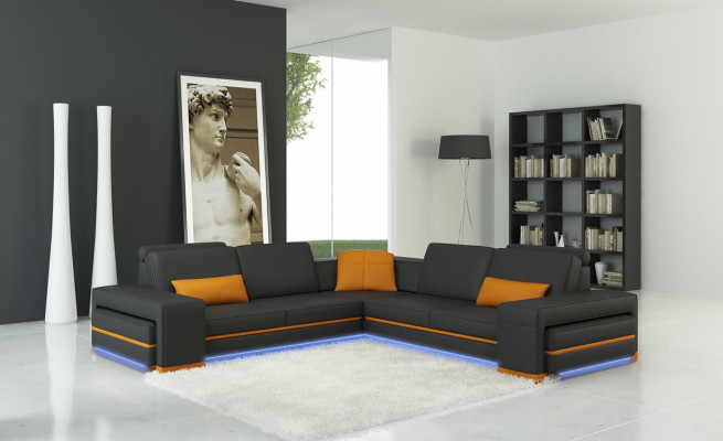 Leather sofa couch living landscape L-shape design decor modern sofa corner sofas
