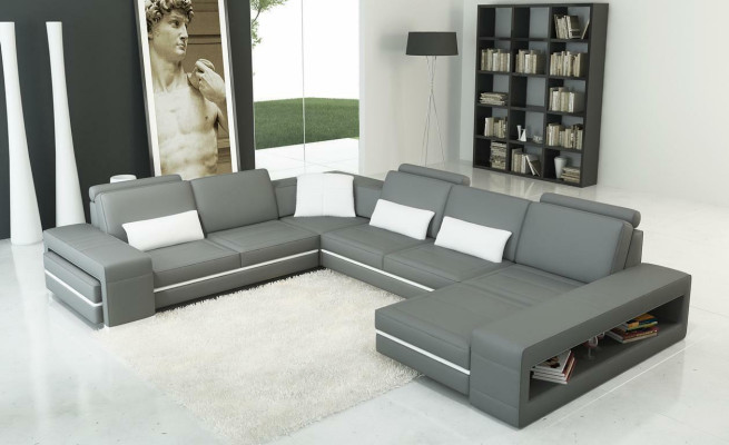 Leather Sofa Couch Living landscape U-shape Design Modern Sofa Corner Decor Sofas