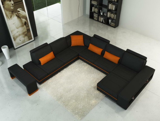 Leather Sofa Couch Living landscape U-shape Design Modern Sofa Corner Decor Sofas