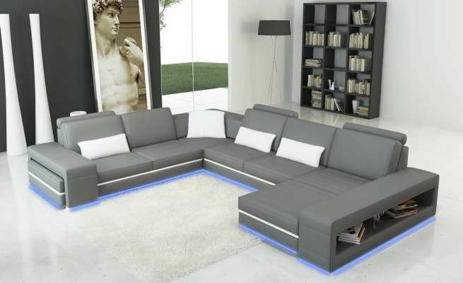 Leather Sofa Couch Living landscape U-shape Design Modern Sofa Corner Decor Sofas