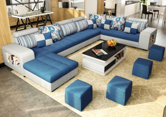 Corner sofa U-shape Luxury Textile Upholstery Modern Relax Seat Furniture Living landscape Furniture