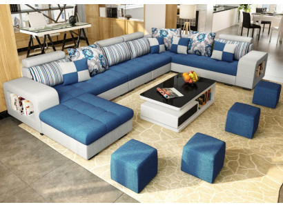 Corner sofa U-shape Luxury Textile Upholstery Modern Relax Seat Furniture Living landscape Furniture