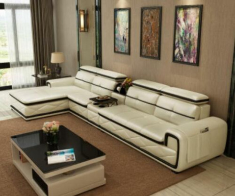 Luxury Leather Sofa Corner sofa L-shape Upholstery Modern Relax Seat Furniture Living landscape